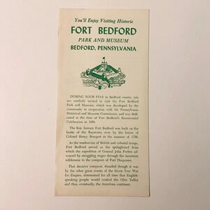 Vintage 1958 Fort Bedford Park and Museum  Pennsylvania Travel Brochure Souvenir
